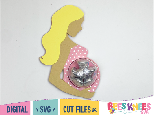 Pregnant mother to be candy holder DIY made out of cardstock. Digital Download SVG Cut File for Cricut or Silhouette