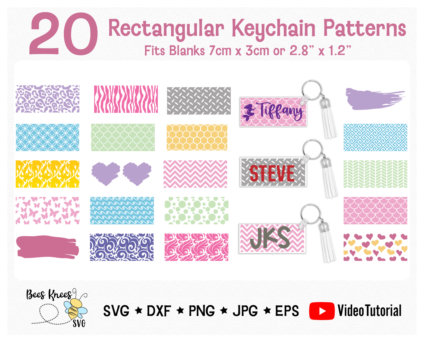 Rectangle Pattern Keychain 2.8" x 1.2" SVG Cut Files