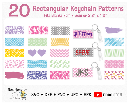 Rectangle Pattern Keychain 2.8" x 1.2" SVG Cut Files