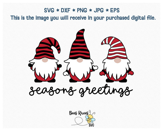 Christmas Gnomes Seasons Greetings SVG File