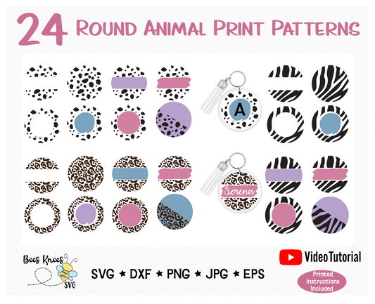 Animal Print Pattern Keychain SVG Cut Files