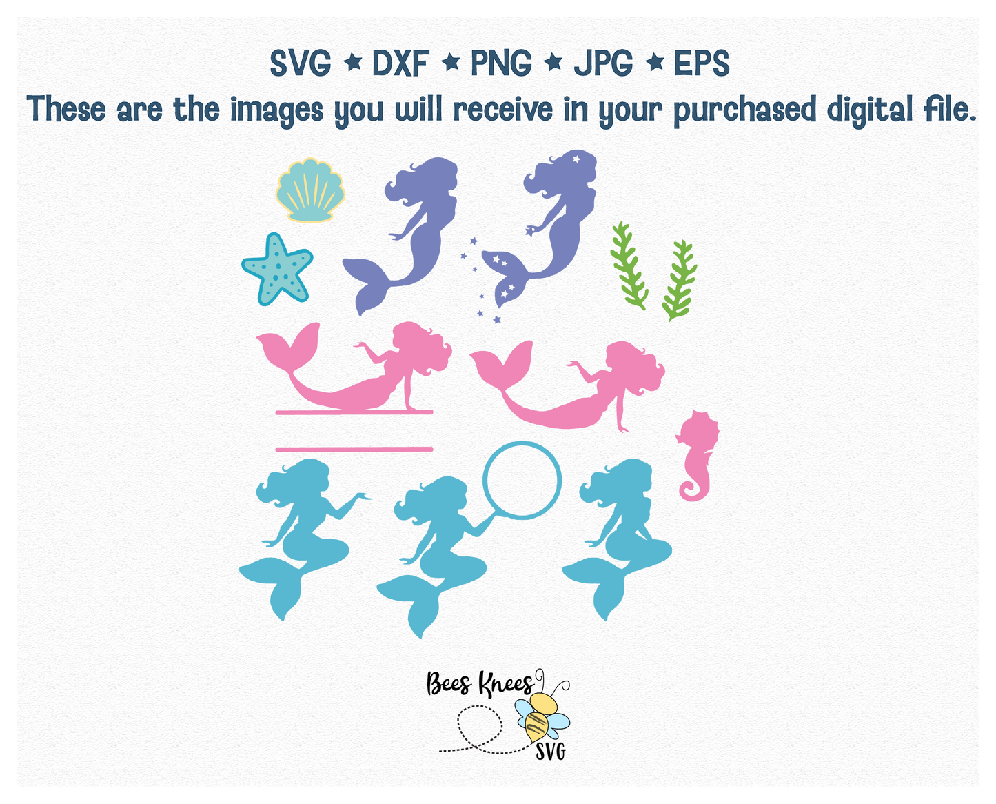 Mermaid Silhouette SVG Cut File Bundle