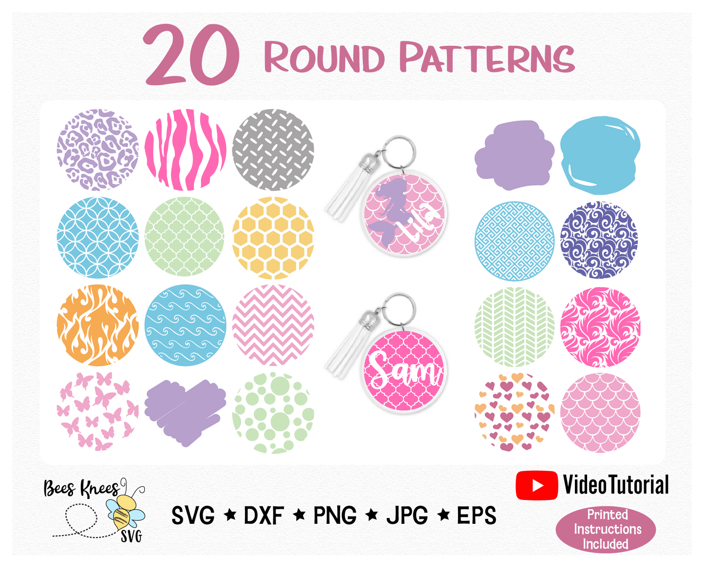 Round Pattern Keychain SVG Cut Files