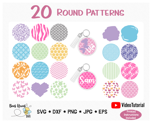 Round Pattern Keychain SVG Cut Files