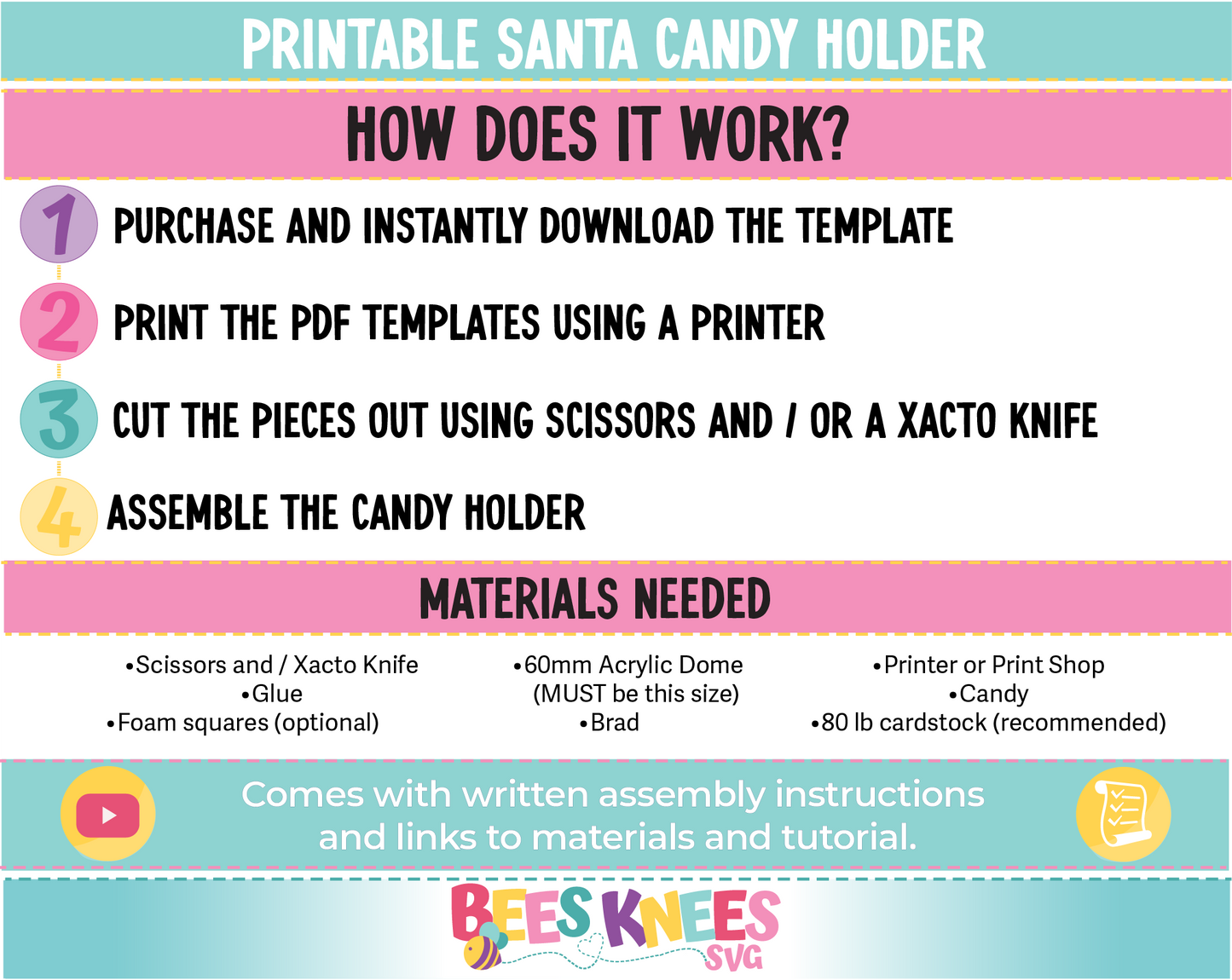 Printable Santa Candy Holder PDF