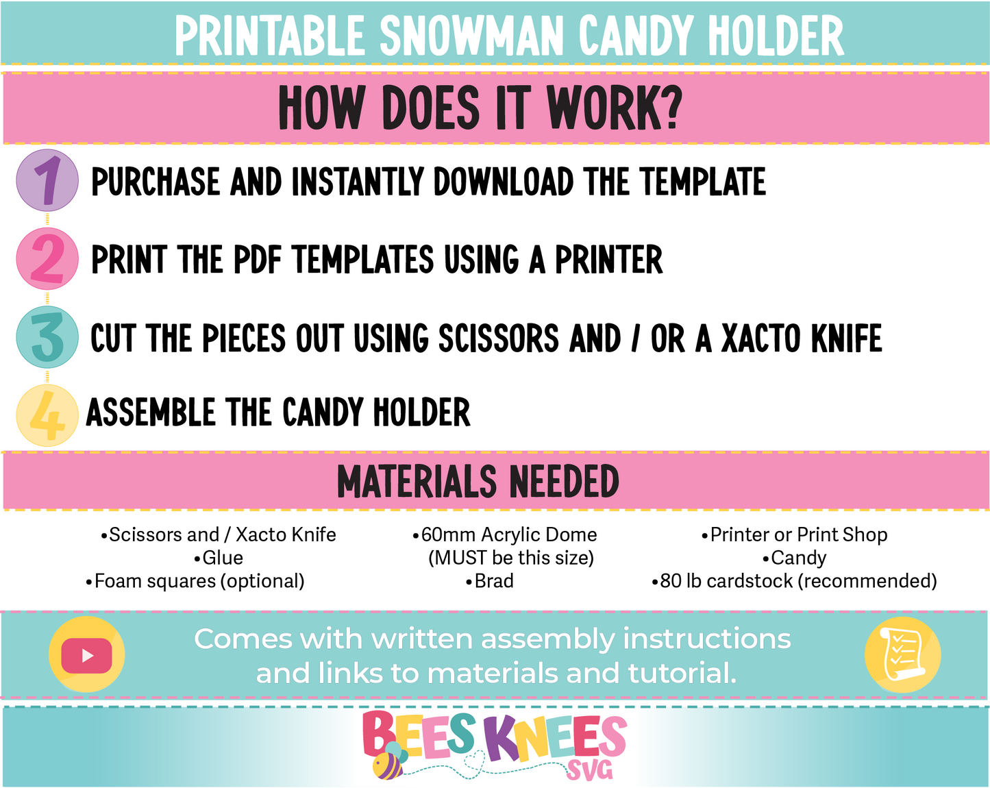 Printable Snowman Candy Holder PDF