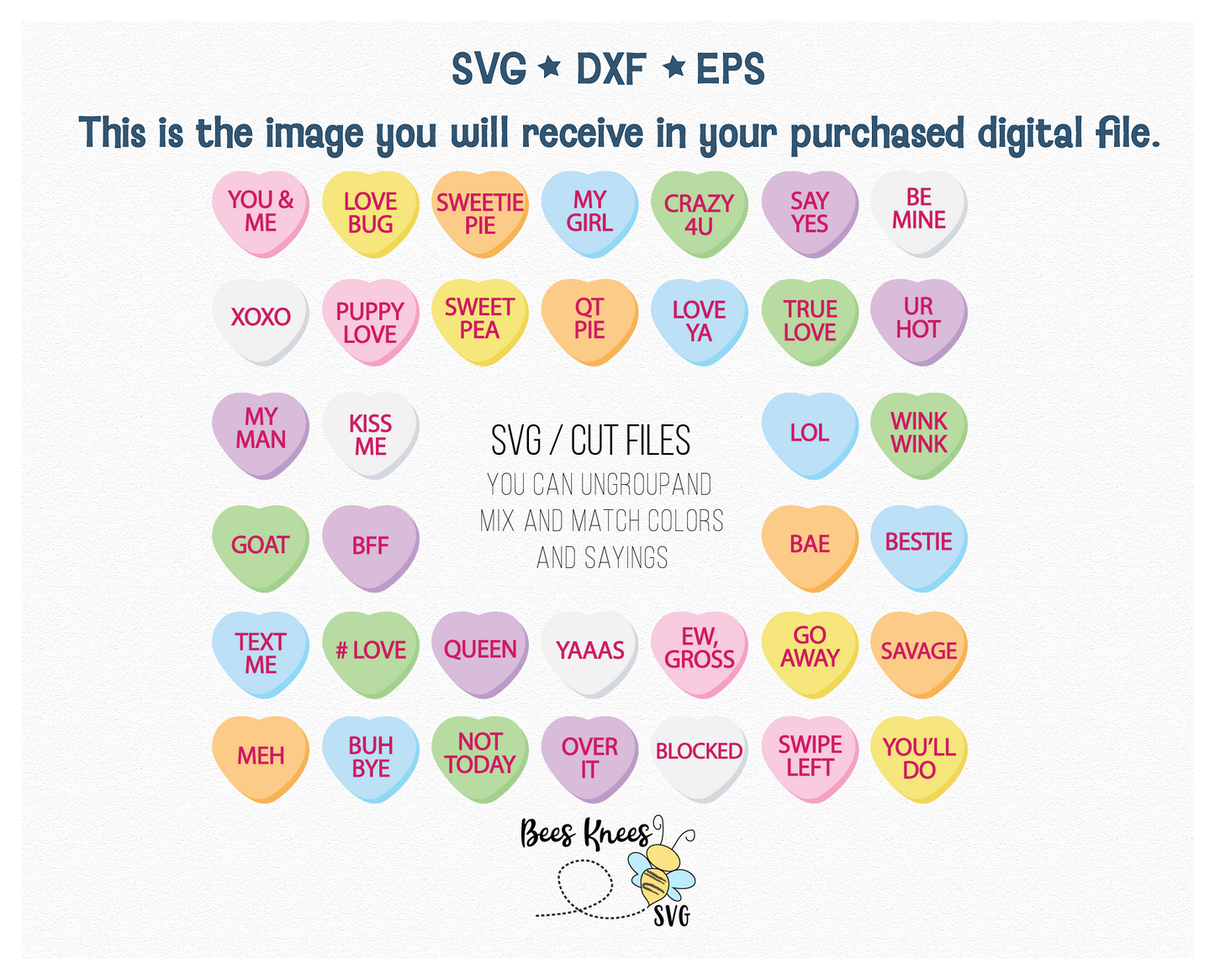 Conversation Hearts SVG PNG File