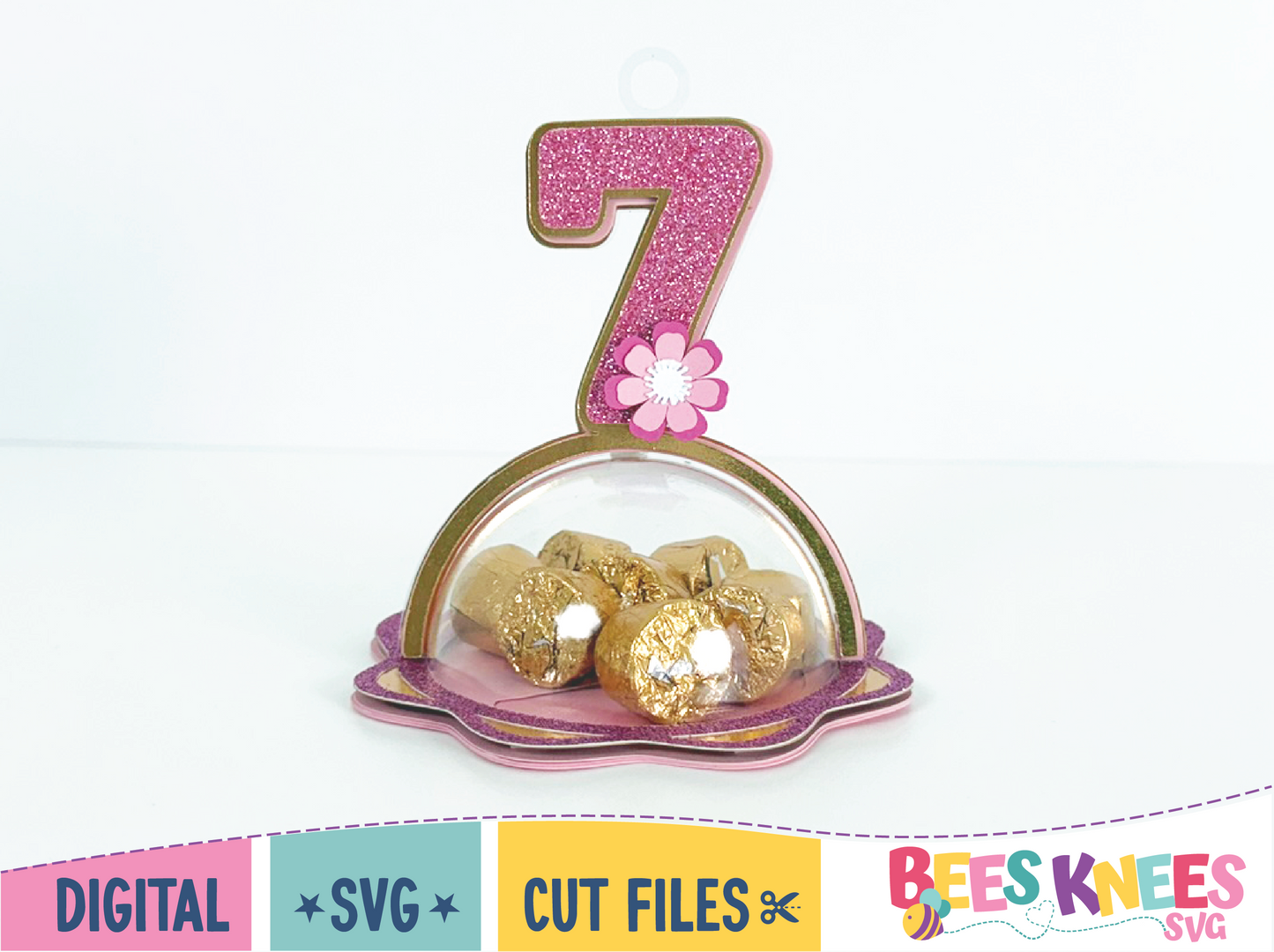 7th Birthday Dome Candy Holder Balloon Weight SVG Digital File